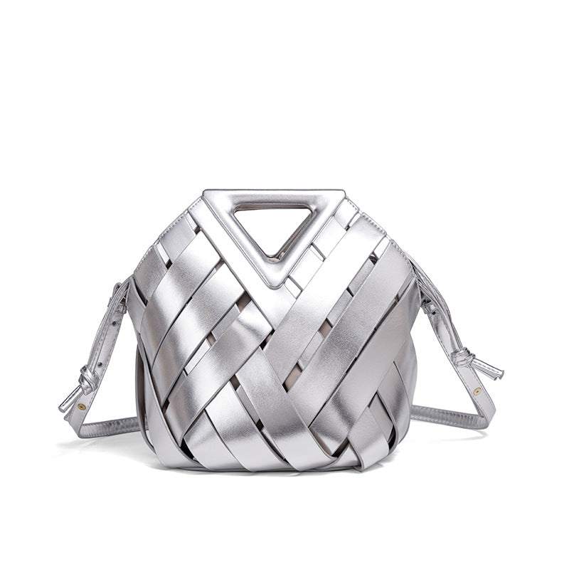 Woven Leather Handbag Bowlift