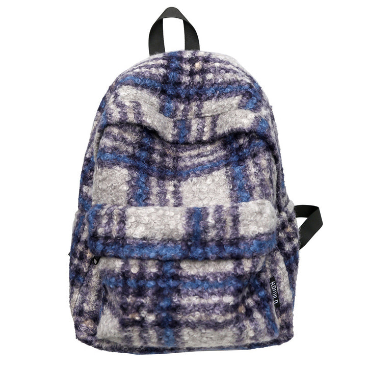 Cozy Fleece Checkered School Backpack Bowlift