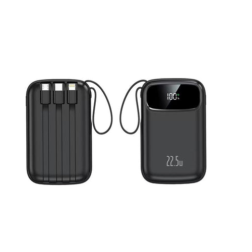 Power bank with integrated charging cable and digital display Bowlift