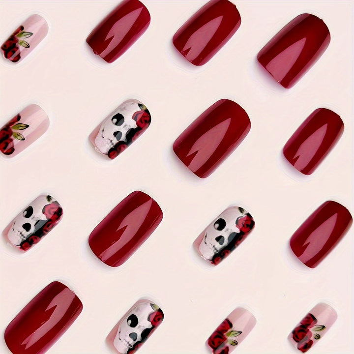 Artificial nails with skull and rose design Bowlift