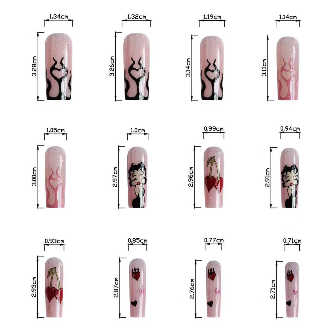 Artificial nail set with modern comic motifs Bowlift