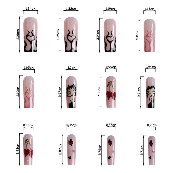 Artificial nail set with modern comic motifs Bowlift