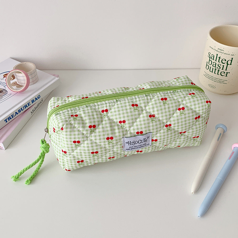 Quilted Cherry Print Pencil Case Bowlift