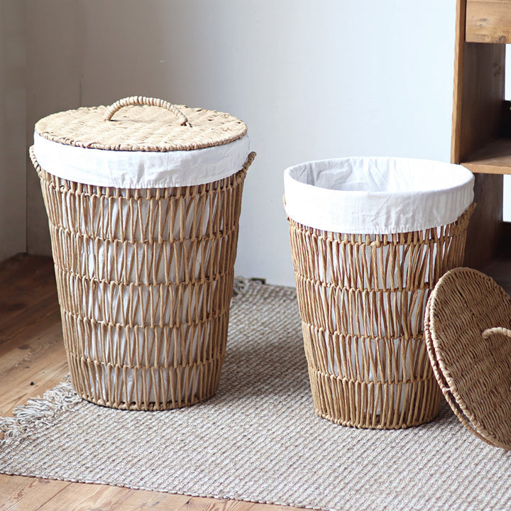 Rustic laundry basket with lid Bowlift