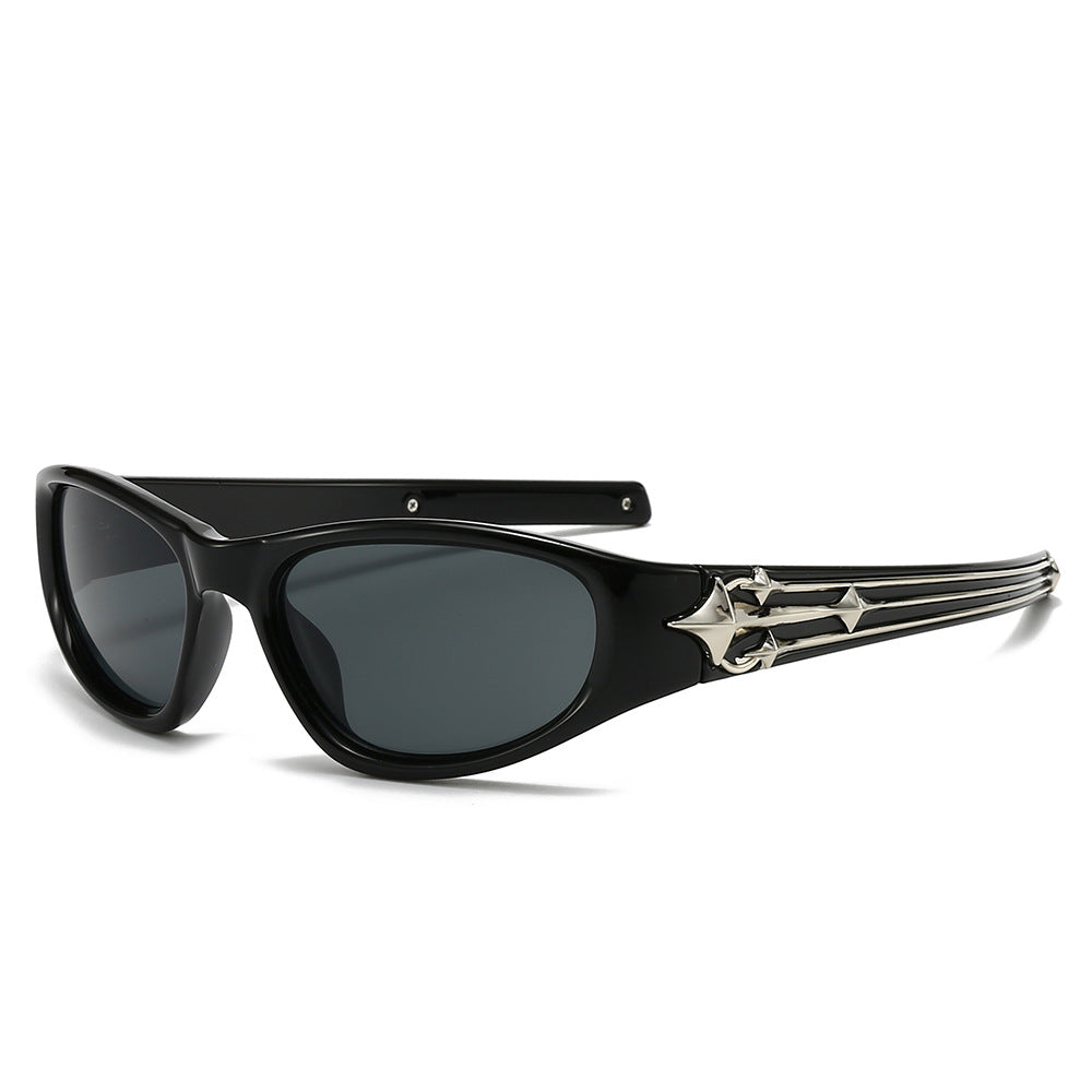 Women's sporty sunglasses in a modern design with a stylish metal frame Bowlift