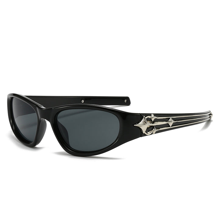 Women's sporty sunglasses in a modern design with a stylish metal frame Bowlift