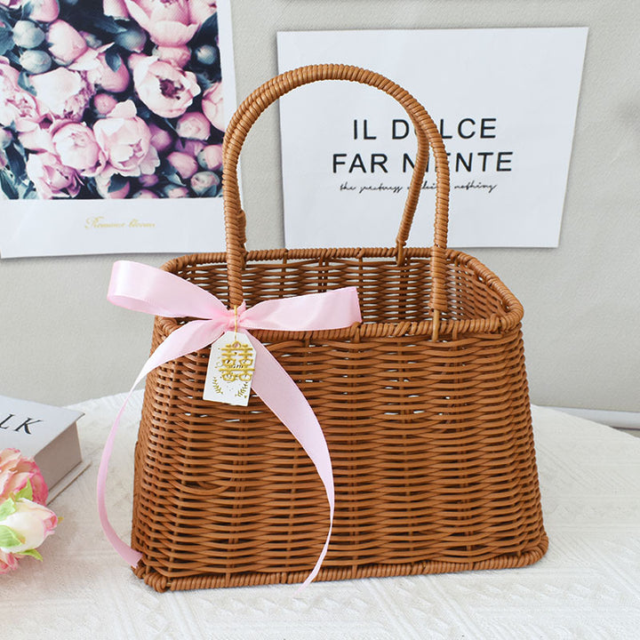 Elegant Handcrafted Rattan Tote Basket Bowlift