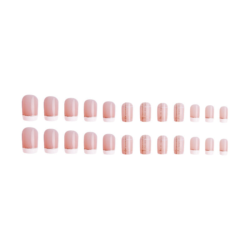 Nail set with elegant French tip and fashionable embellishments Bowlift