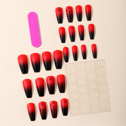 Artistic Heart-Design Acrylic Nail Art Extensions Bowlift