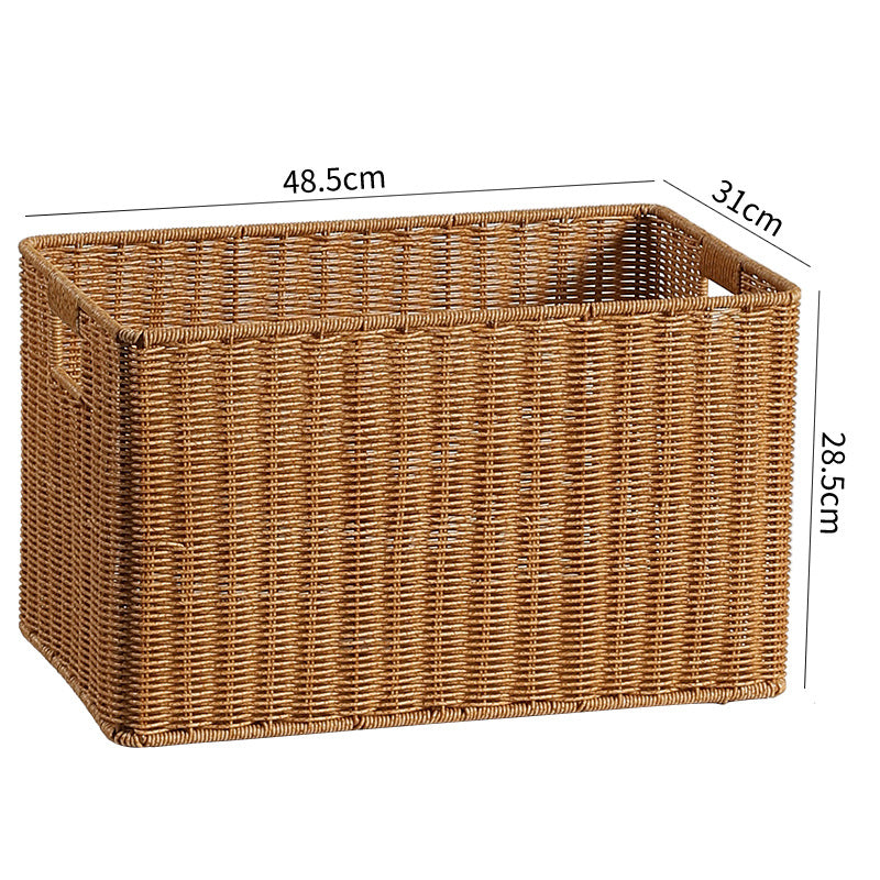 Handwoven Rectangular Storage Bin with Cutout Handles Bowlift
