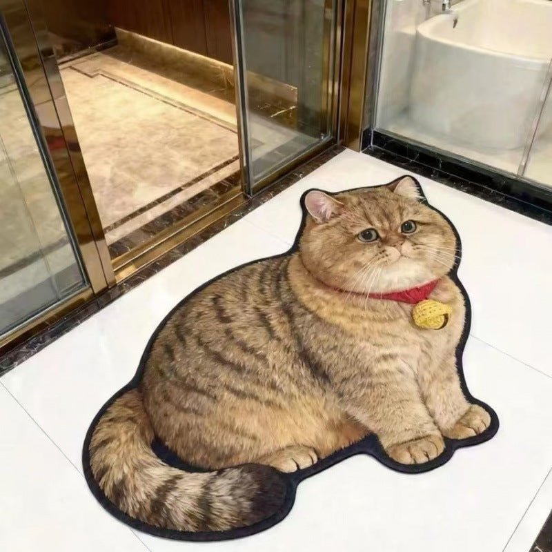 Cat-Shaped Plush Bath Mat