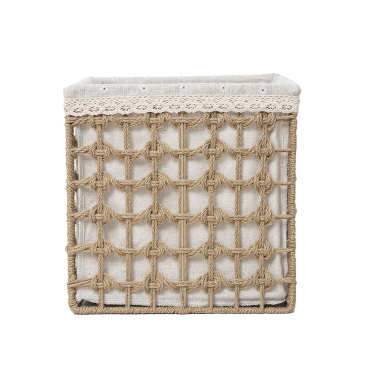 Storage basket made of woven material
