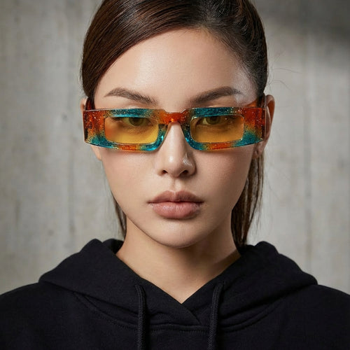Women's fashionable geometric sunglasses with transparent frame and polarized lenses Bowlift