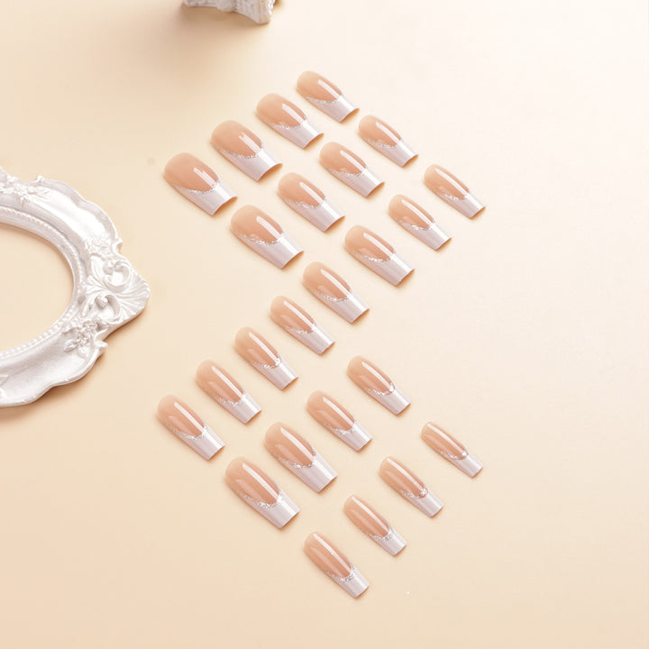 Decorative French Tip Press-On Nail Set Bowlift