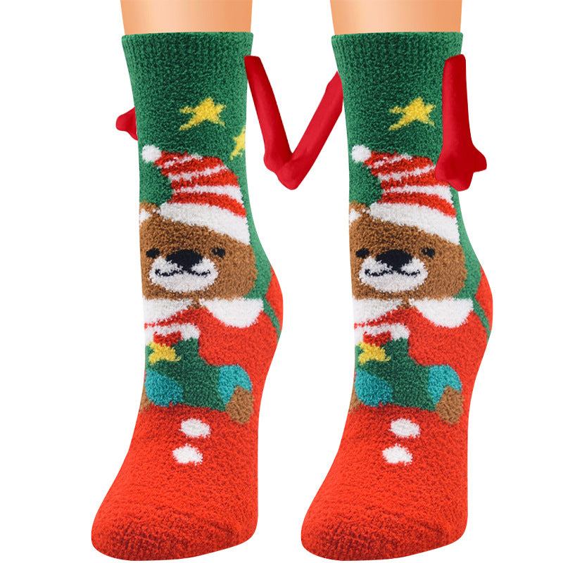 BowLift | Christmas Supplies Coral Fleece Tube Socks Warm Slipper Bed Socks Winter Soft Warm Slipper