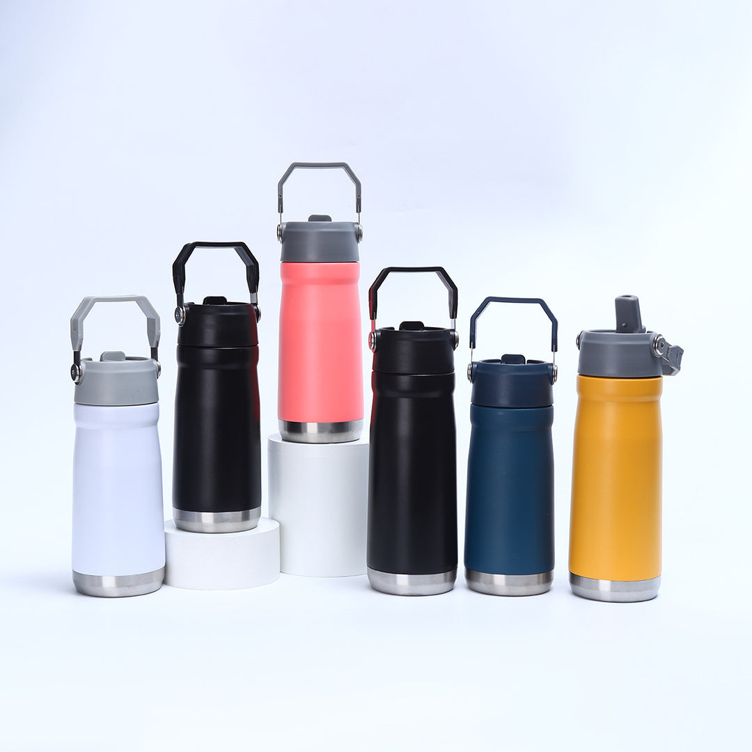 Women's Practical Insulated Drinking Bottle with Foldable Carry Handle Bowlift