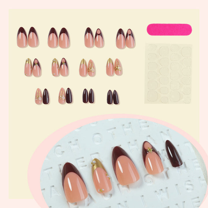 Artificial nail set with luxurious glossy design and creative accents Bowlift
