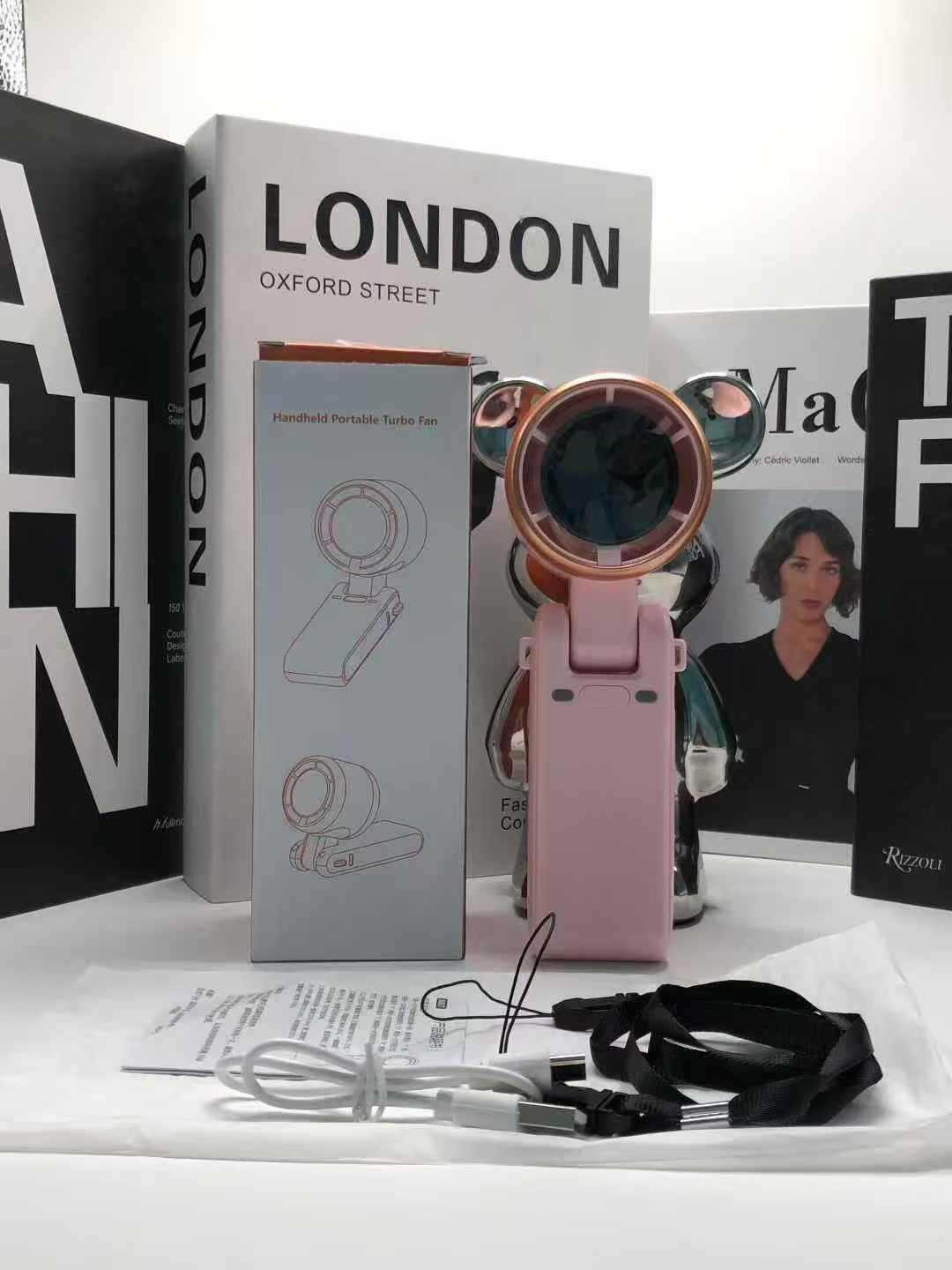 Ladies portable, rechargeable turbofan Bowlift
