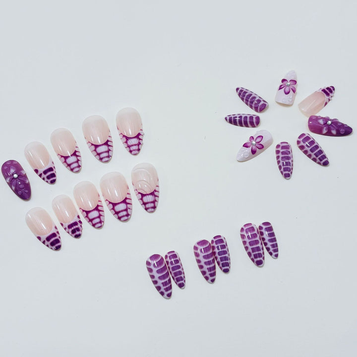 Premium Floral Press-On Nails Bowlift