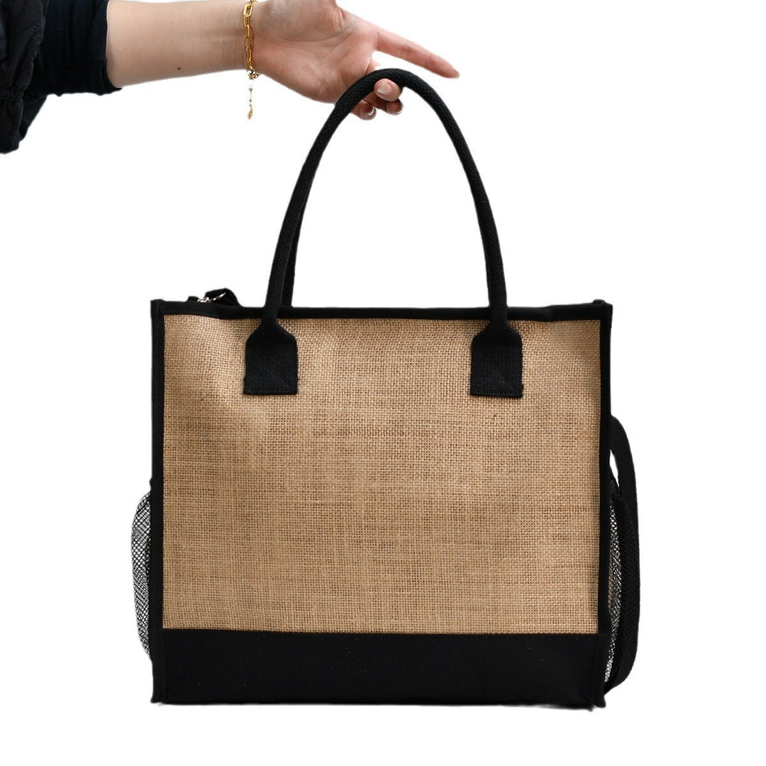 Spacious shopping bag made of sturdy jute with mesh side pockets Bowlift