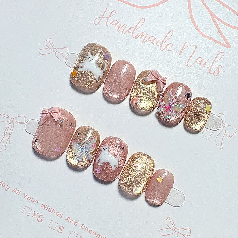 Elegant French Tip Press-On Nails Bowlift