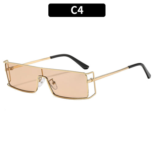 Geometric Shield Sunglasses with Luxurious Metal Accents