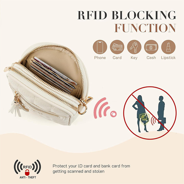 Stylish shoulder bag with quilted design and Bowlift pendant