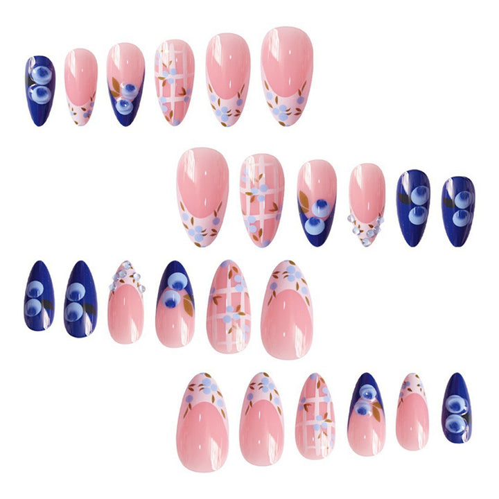 Artistic Press-On Nail Set with Floral Accents Bowlift
