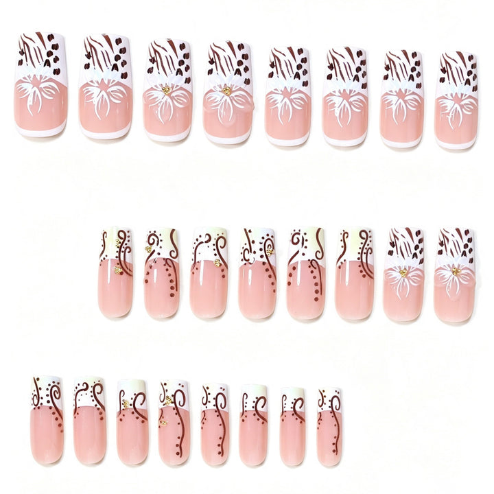 Elegant Floral Acrylic Nail Extensions Bowlift