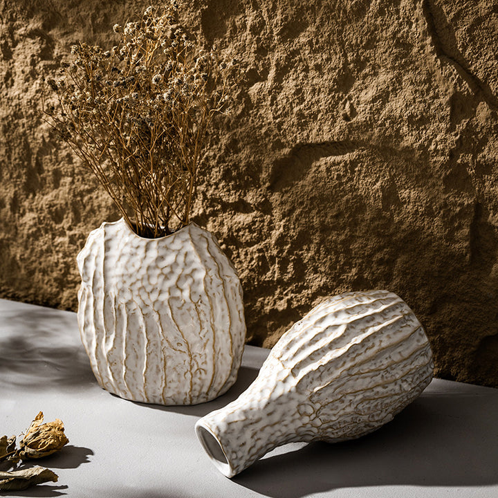 Textured Rustic Handmade Ceramic Table Drop Vase