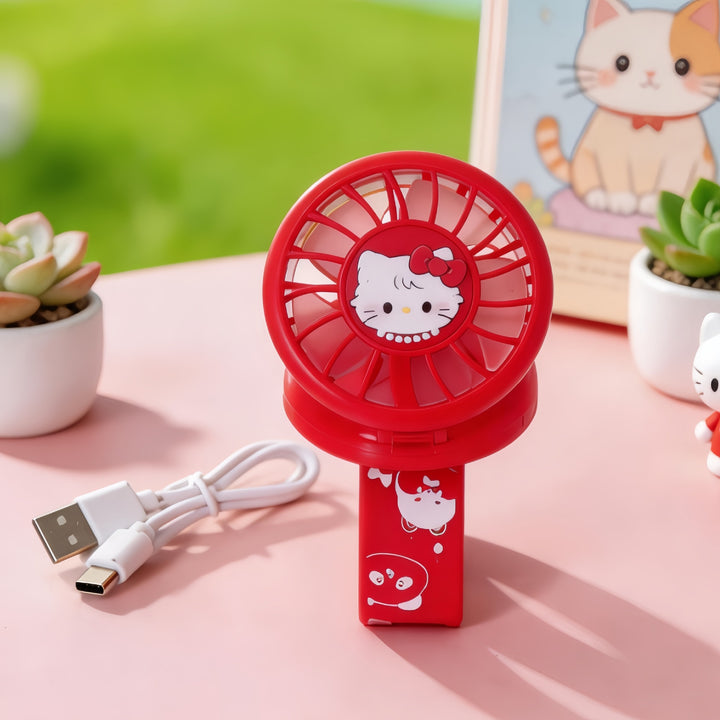 Ladies Portable Hand Fan with Childlike Design Bowlift