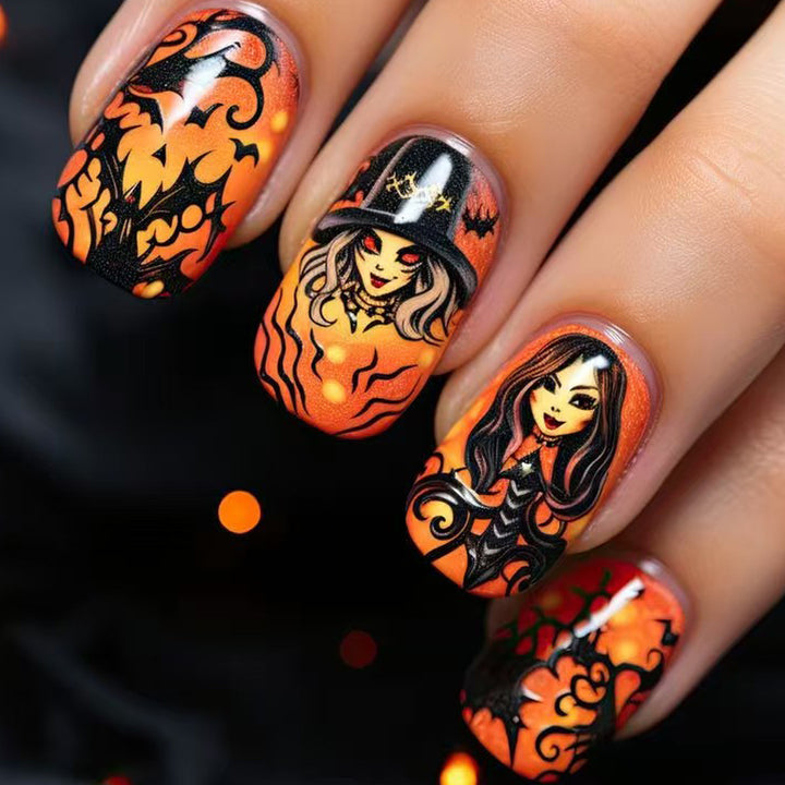 Halloween-Inspired Artistic Nail Art Bowlift