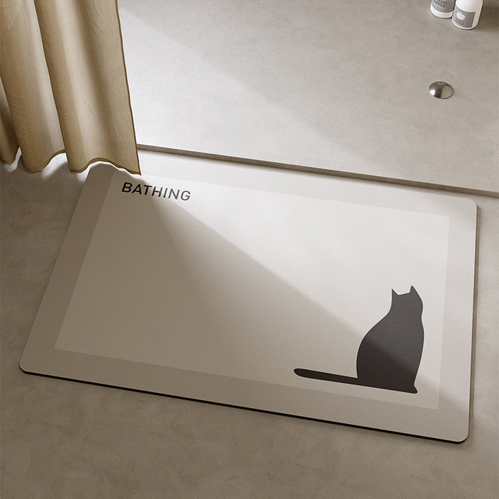 Playful Cat-Themed Bath Mat Bowlift