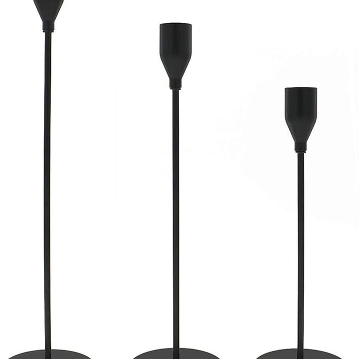 Modern Minimalist Taper Candle Holder Set with Polished Metal Finish Bowlift