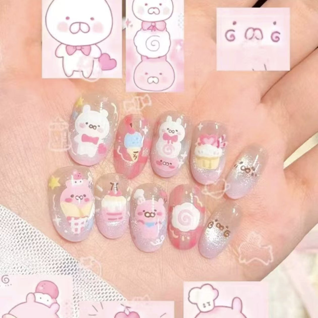 Creative Cartoon Press-On Nail Art Bowlift