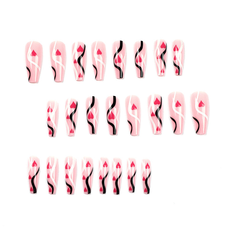 Artificial nail extensions with heart design Bowlift