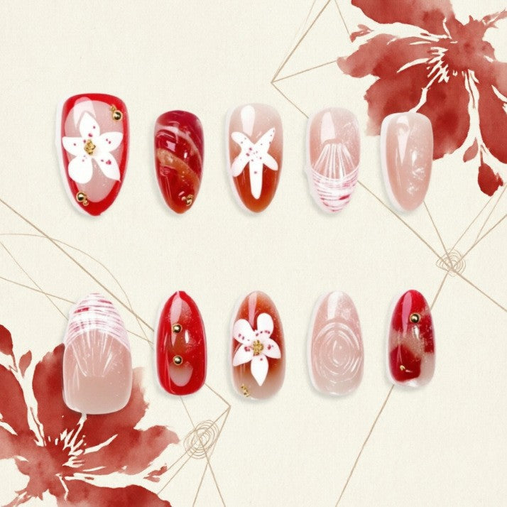 Artificial nails with floral designs Bowlift