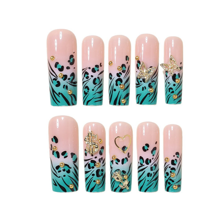 Stylish Bling Leopard Print Press-On Nail Tips Bowlift