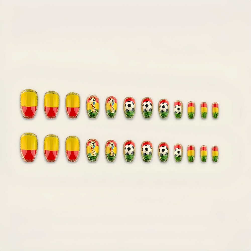 Sporty Football Design Artificial Nails Bowlift