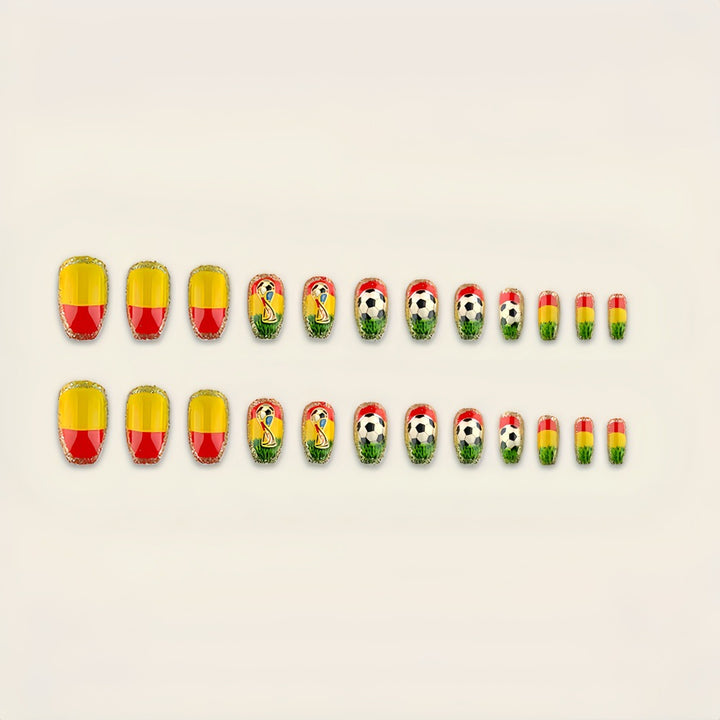 Sporty Football Design Artificial Nails Bowlift