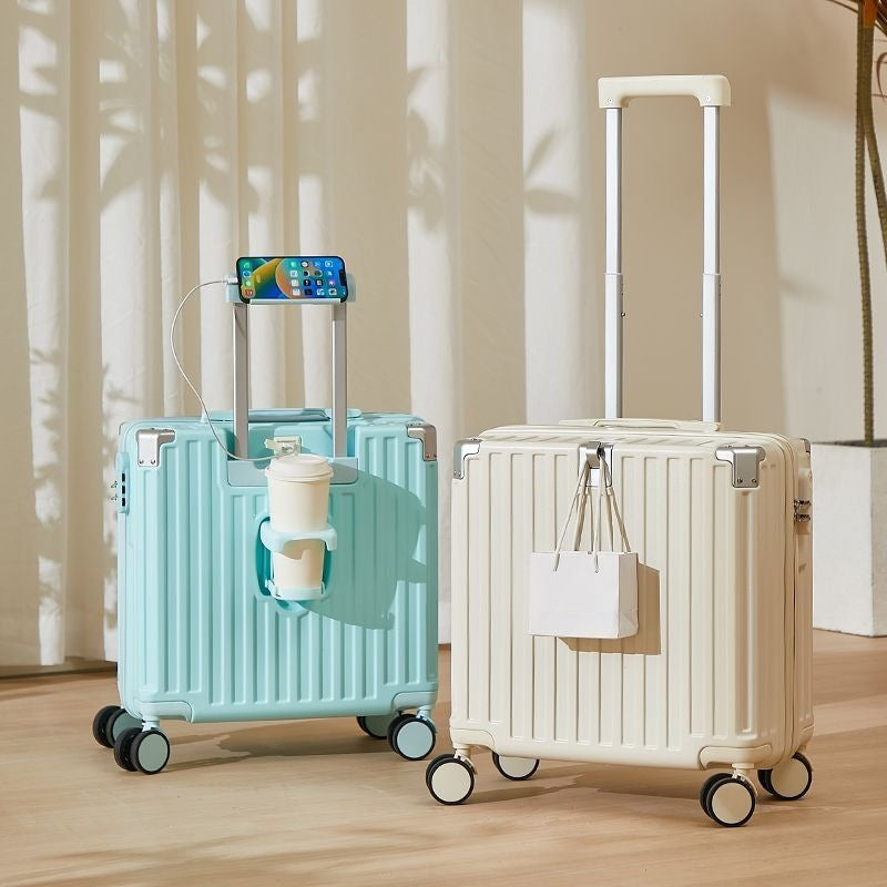 Hard-Shell Luggage With Integrated USB Port And Practical Cup Holder Bowlift