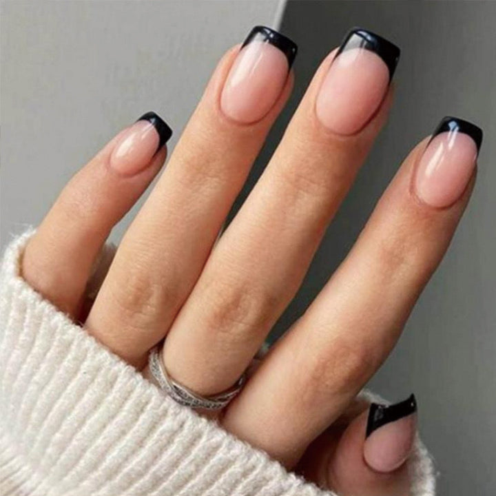 Acrylic nail set with elegant French tips and matte finish Bowlift