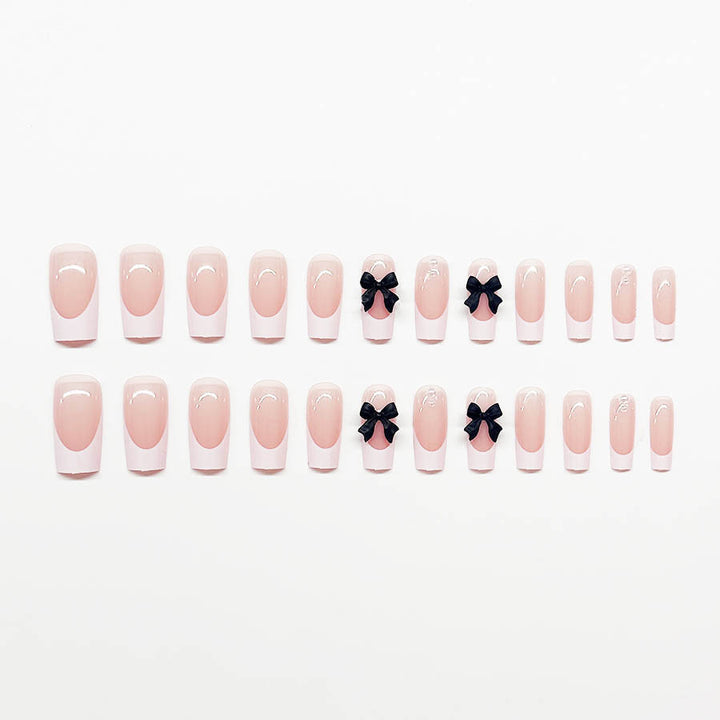 Acrylic nail set with stylish black and pearl details Bowlift