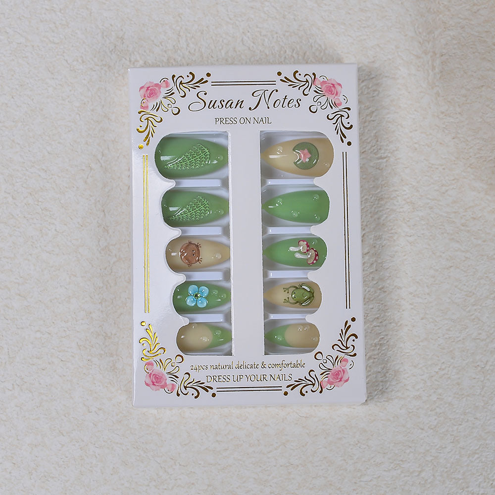 Nature-Themed Artistic Press-On Nails Bowlift