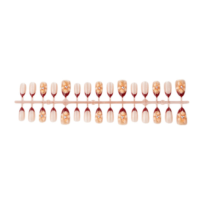 Premium Artificial Nails with Floral Accents Bowlift