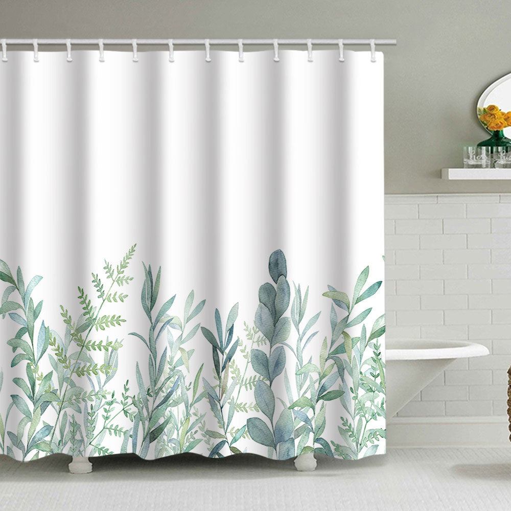 Botanical Leaf Pattern Shower Curtain Bowlift
