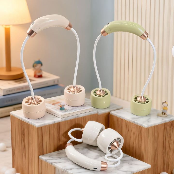 Women Portable Neck Fan with Flexible Arm and USB Connection Bowlift