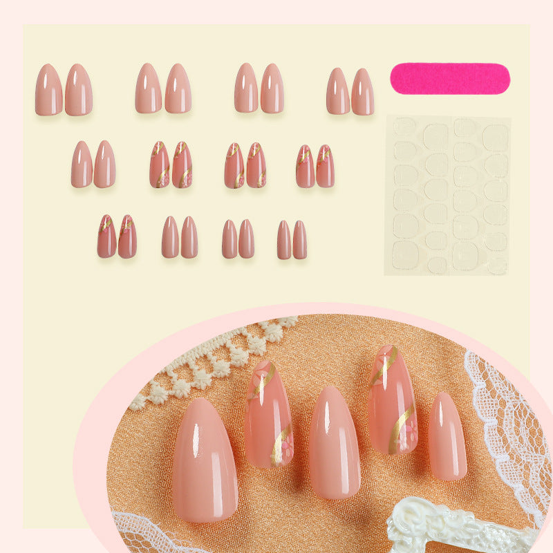 Premium Press-On Nail Set with Floral Accents Bowlift