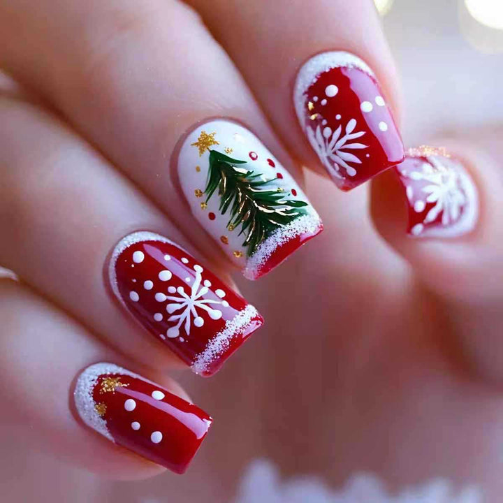 Artificial nail set with festive Christmas design Bowlift