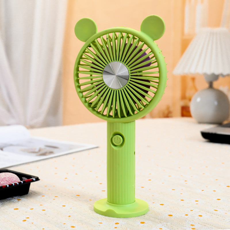 Women's Portable Hand Fan with Animal Ears Bowlift